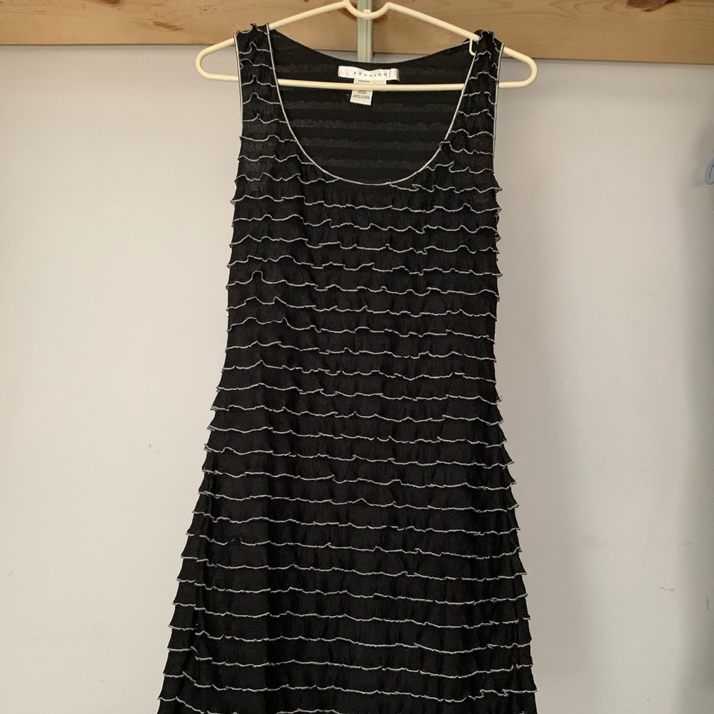 Stretchy black ruffled dress